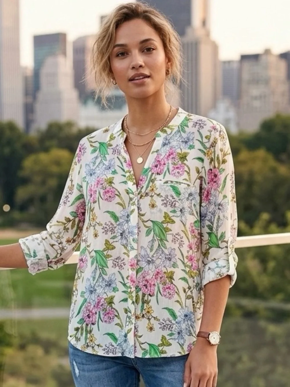 NWOT  KUT from KLOTH Jasmine sheer Cream Pink L Button Blouse